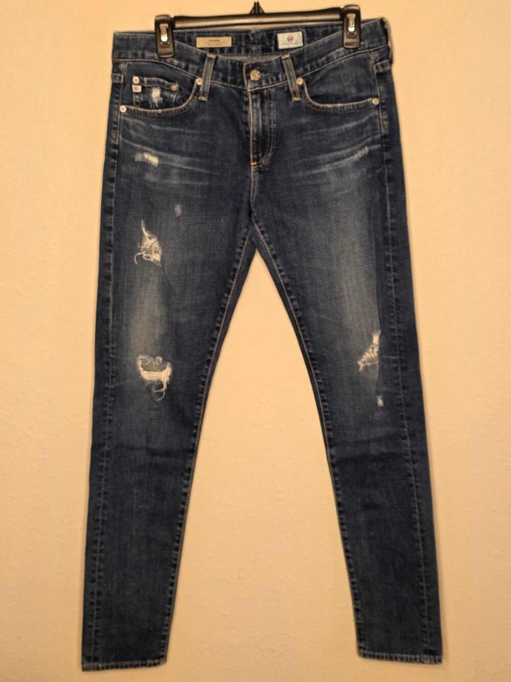 AG "The Nikki" Relaxed Skinny Women's Distressed Denim Jeans, Size 27R